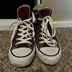 Converse Burgundy High-Top Sneakers with White Laces